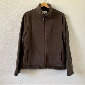Carolyn Taylor Chocolate Brown Fleece Jacket, Sz XL